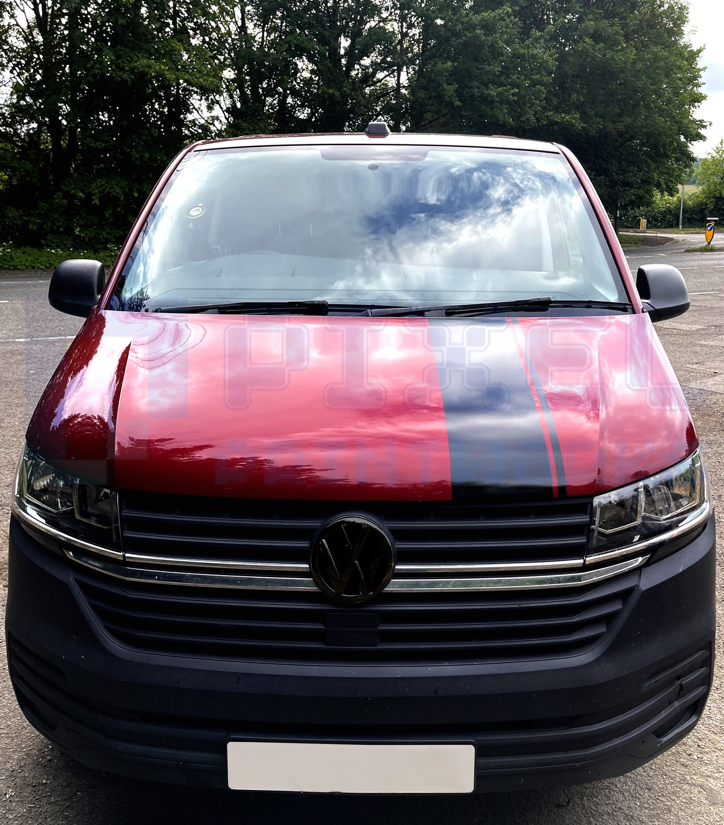 Offset Bonnet Stripe Vinyl Decal for VW Transporter T4, T5 & T6 (1990–2023) – Custom Fit by Pixel Printworks