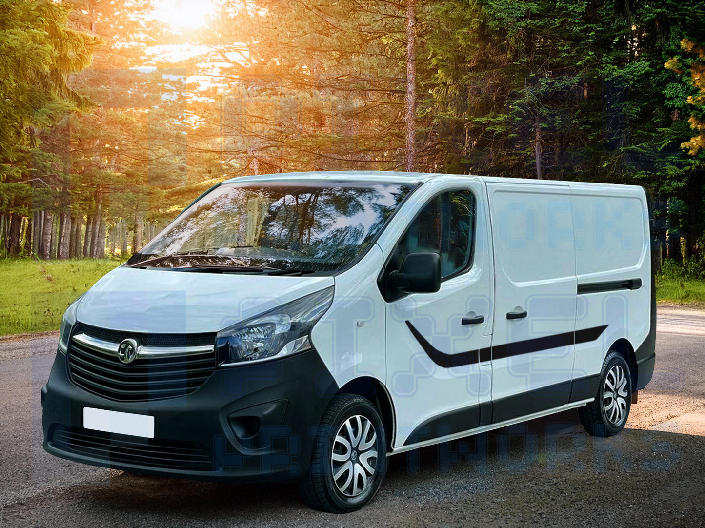Vauxhall Vivaro Curved Side Stripe Decals (2014–2024) Vinyl Graphics Kit by Pixel Printworks