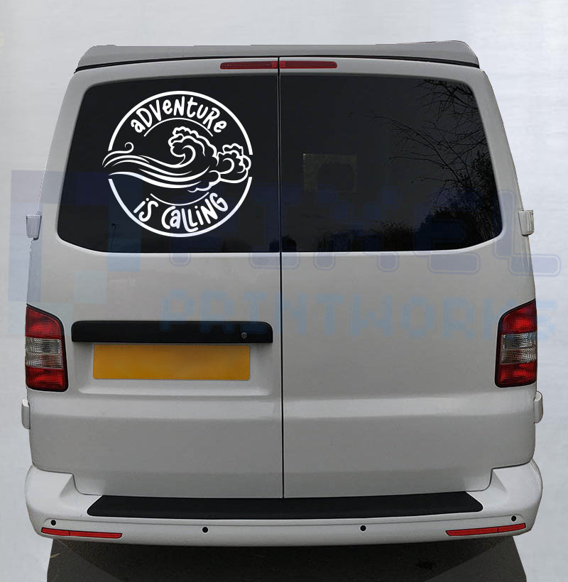 Adventure Is Calling Waves Decal – Ocean Vinyl Sticker for Campervans & Motorhomes | Pixel Printworks
