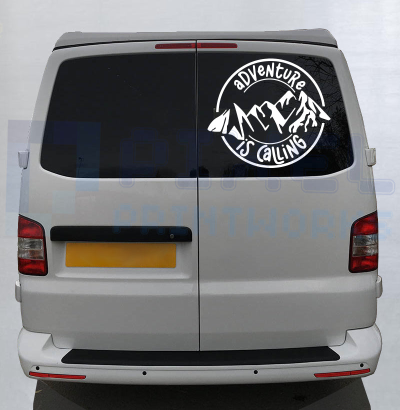 Adventure Is Calling Mountain Decal – Vinyl Sticker for Campervans & Motorhomes | Pixel Printworks