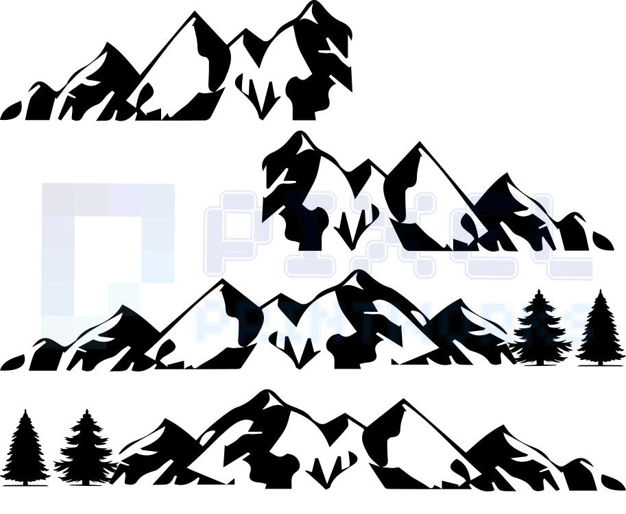 LWB Campervan Mountain Decal Kit – Dual Scene Wrap (4pc Vinyl Set)