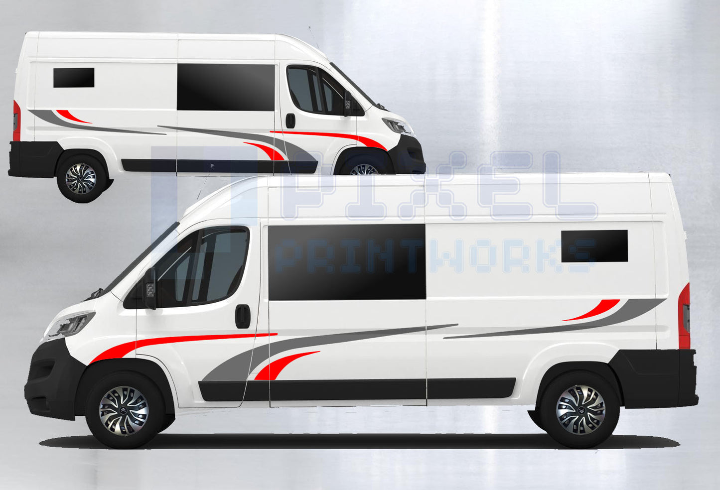 LWB Camper Vinyl Graphics Kit – 6pc Swoosh Decal Set by Pixel Printworks