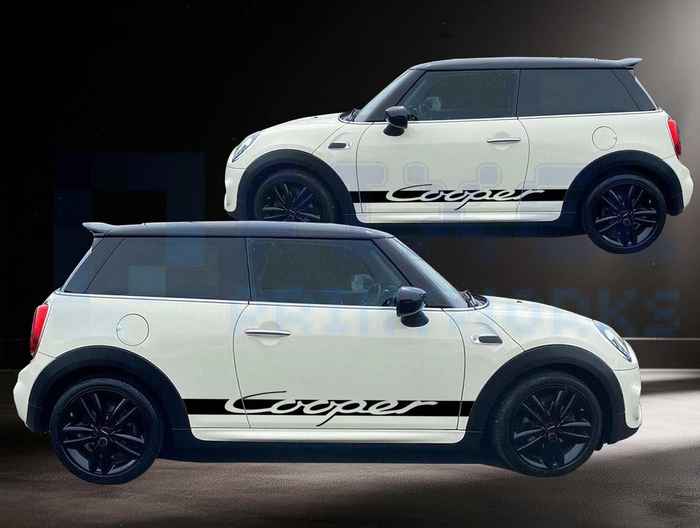 Mini Cooper XL Side Stripe Decals | Vinyl Graphics Kit (2006-2023) | R50 R56 F56 All Models