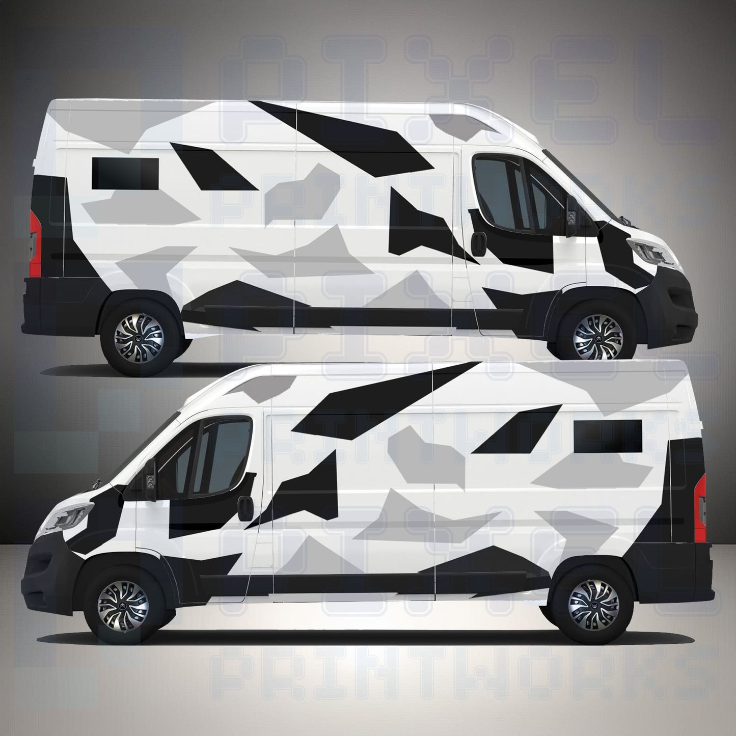 Abstract Camo Vinyl Graphics Kit | Suitable for All LWB Van Models