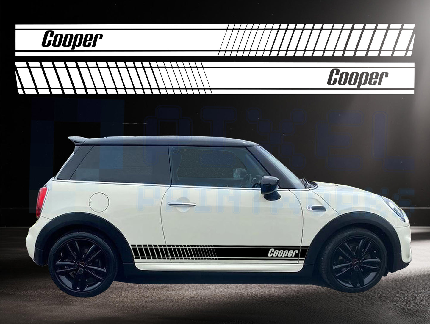 Mini Cooper Side Stripe Decals | Vinyl Graphics Kit (2006-2023) | R50 R56 F56 All Models