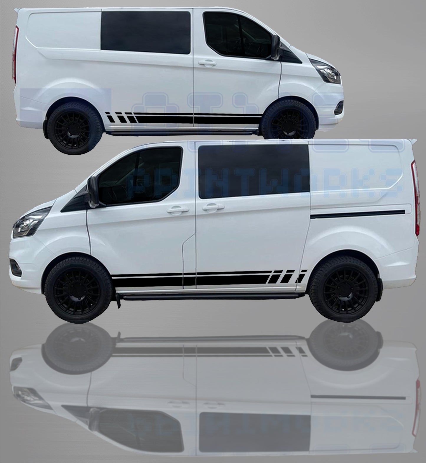 Ford Transit Custom MK8 Side Stripe Decal Kit – Premium Vinyl Van Graphics (2014–2023) | Pixel Printworks