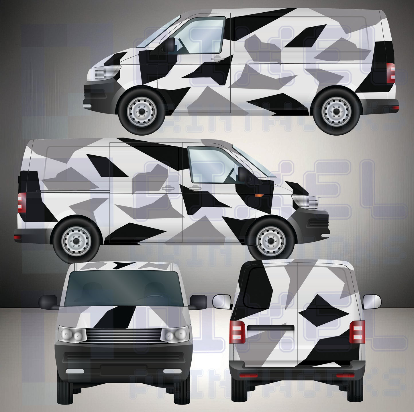 Abstract Camo Vinyl Graphics Kit | Suitable for All SWB Van Models