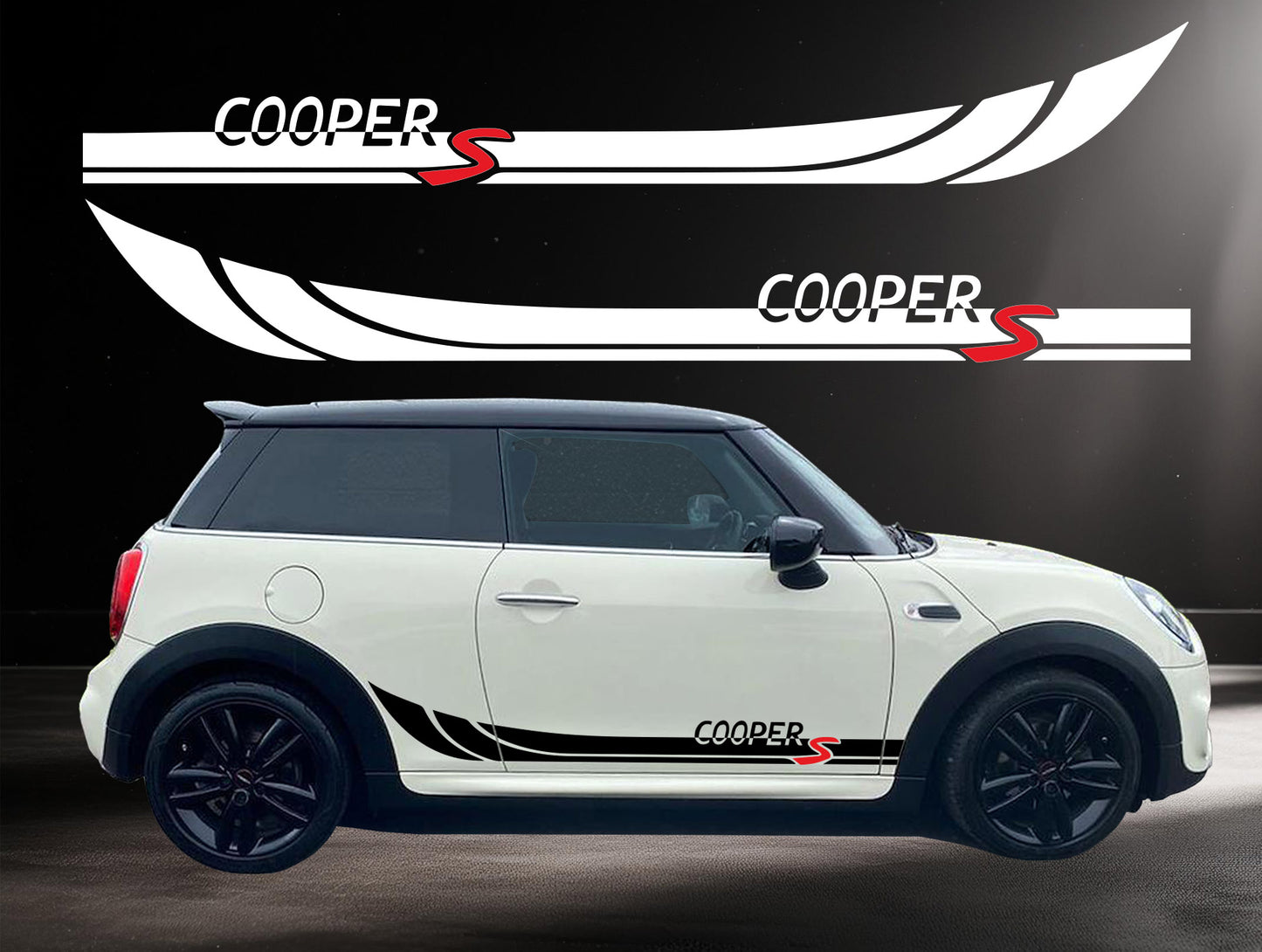 Mini Cooper S Side Stripe Decals | Vinyl Graphics Kit (2006-2023) | R50 R56 F56 All Models
