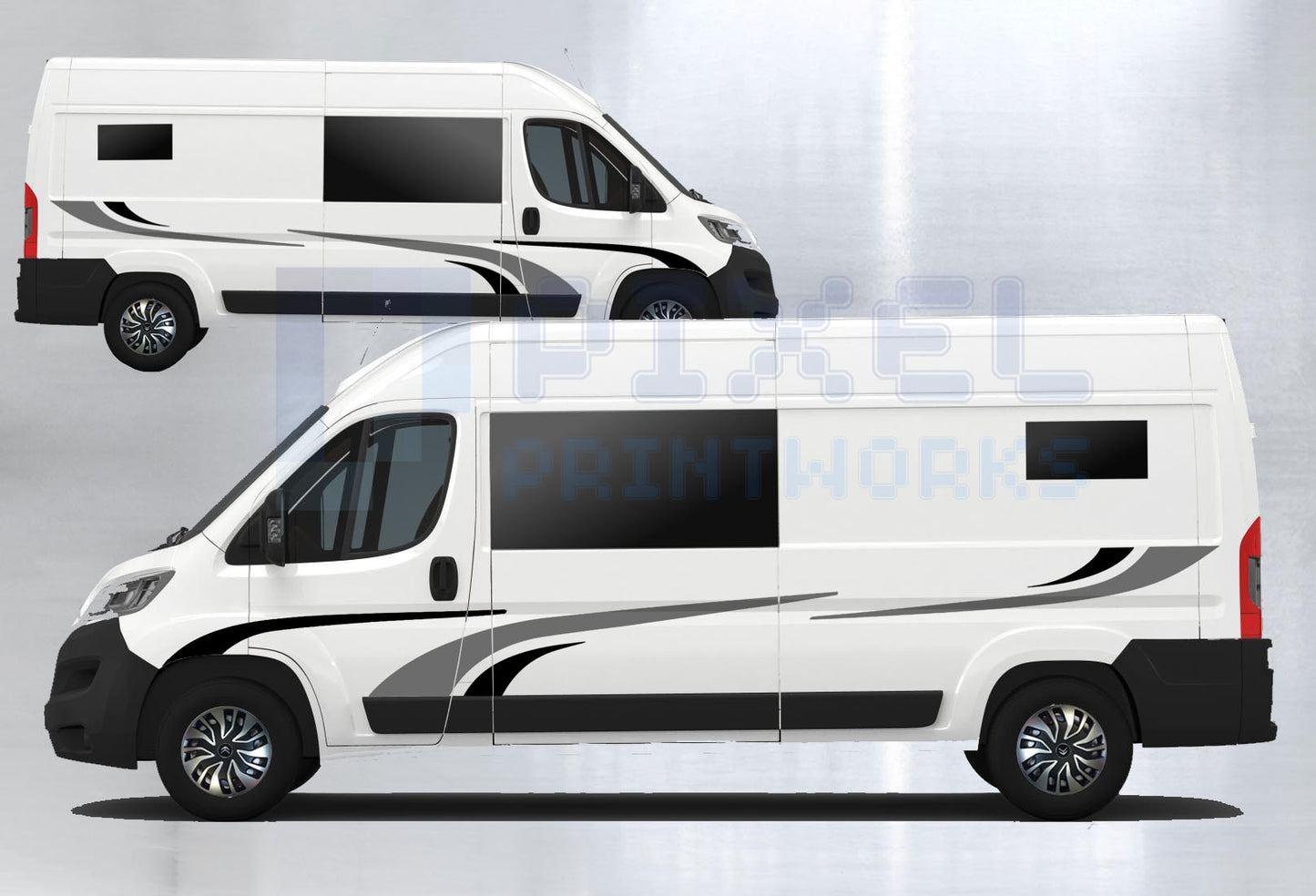LWB Camper Vinyl Graphics Kit – 6pc Swoosh Decal Set by Pixel Printworks