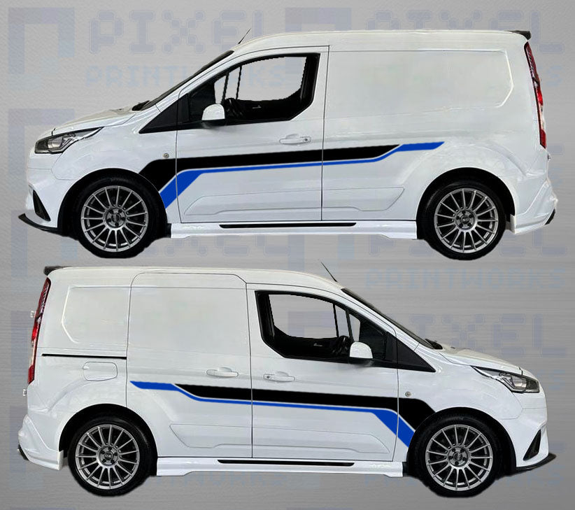 Ford Transit Connect MS-RT Side Stripe Decal Kit – 2 Colour Vinyl Graphic (2010–2023) | Pixel Printworks