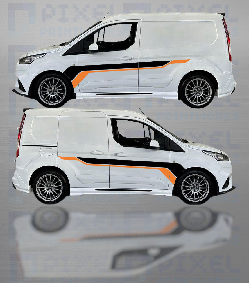 Ford Transit Connect MS-RT Side Stripe Decal Kit – 2 Colour Vinyl Graphic (2010–2023) | Pixel Printworks