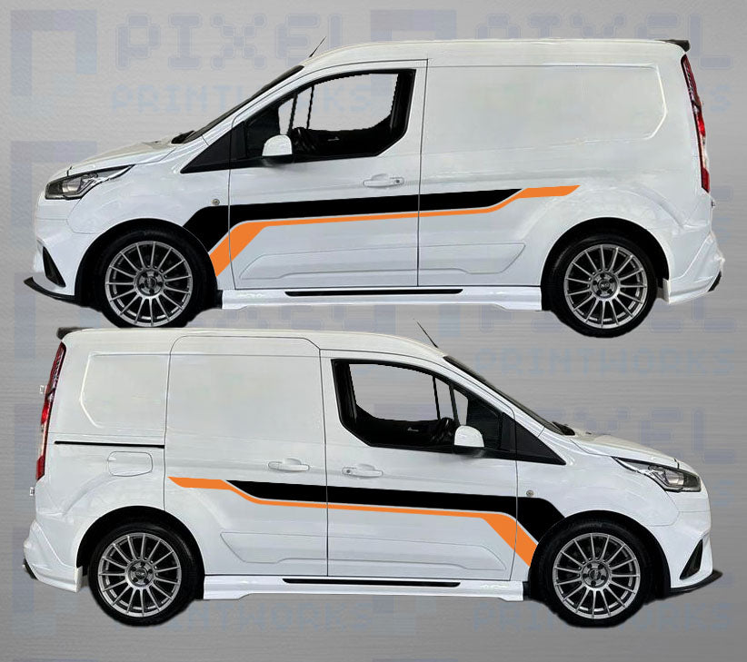 Ford Transit Connect MS-RT Side Stripe Decal Kit – 2 Colour Vinyl Graphic (2010–2023) | Pixel Printworks