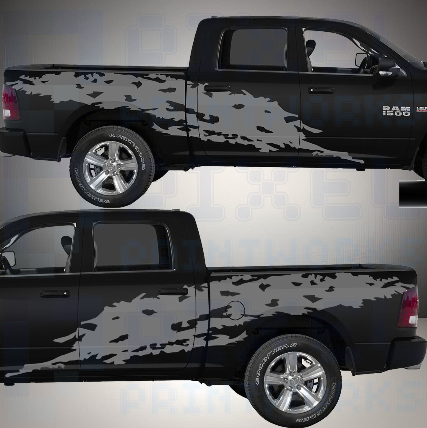 XL Vinyl Graphics Kit for Dodge Ram 1500 (2009–2018) – Bold Extra-Large Side Decals