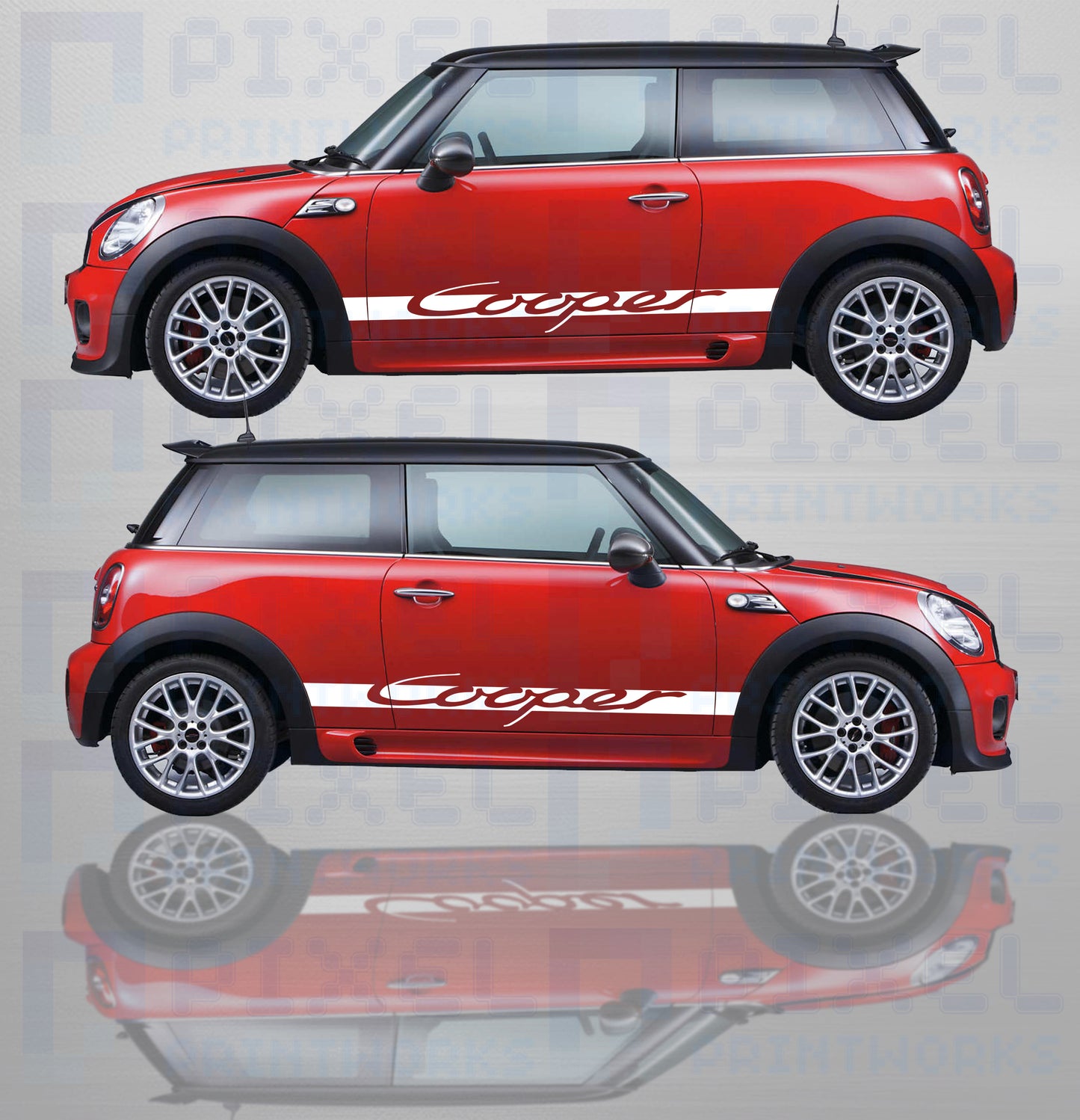 Mini Cooper XL Side Stripe Decals | Vinyl Graphics Kit (2006-2023) | R50 R56 F56 All Models