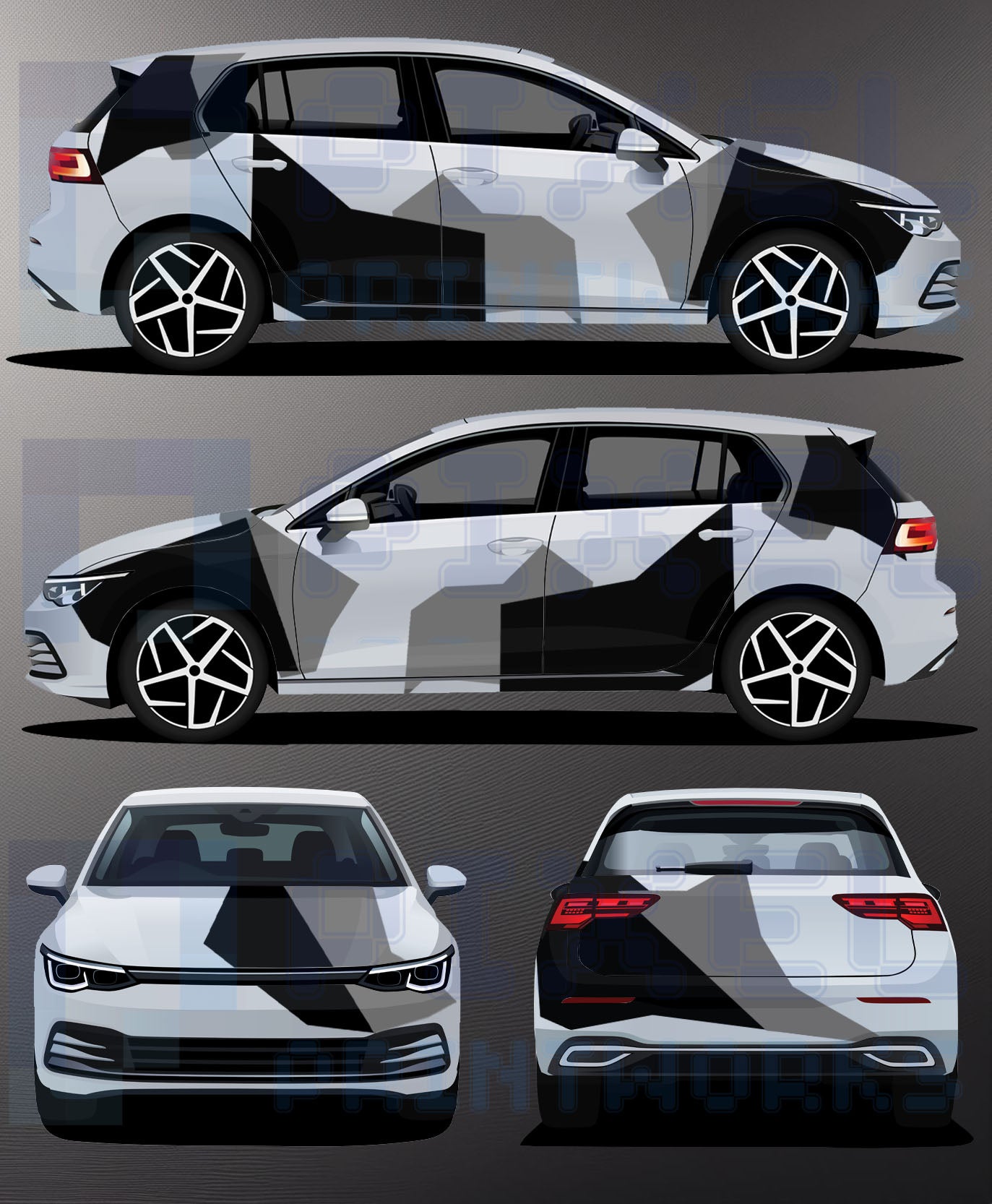 Universal Car Abstract Camo Vinyl Graphics Kit | Suitable for All Car Models