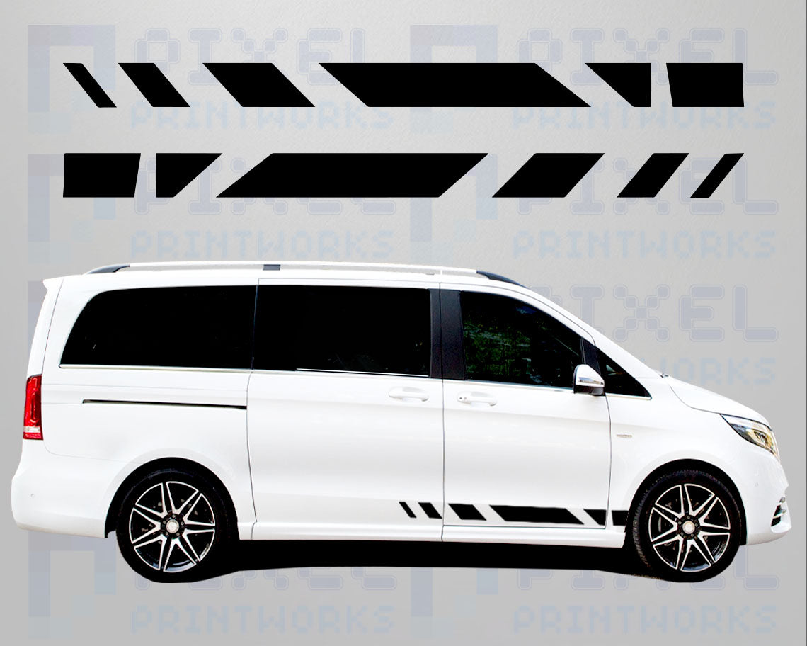 Mercedes Vito Short Stuttered Side Stripe Decals | All Body Variations | Pixel Printworks