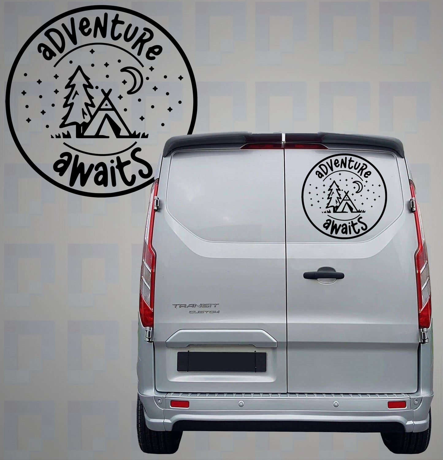 Adventure Awaits Camping Decal – Starry Night Vinyl Sticker for Campervans | Pixel Printworks