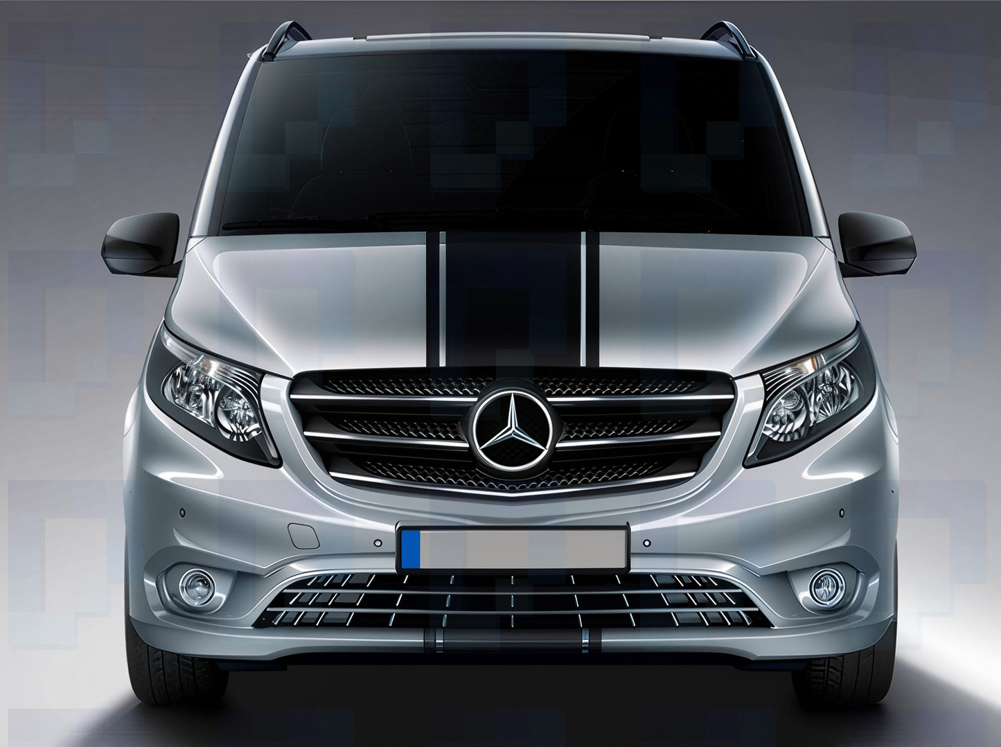 Mercedes Vito bonnet stripe decal fitted to front bonnet showing clean sporty custom styling upgrade