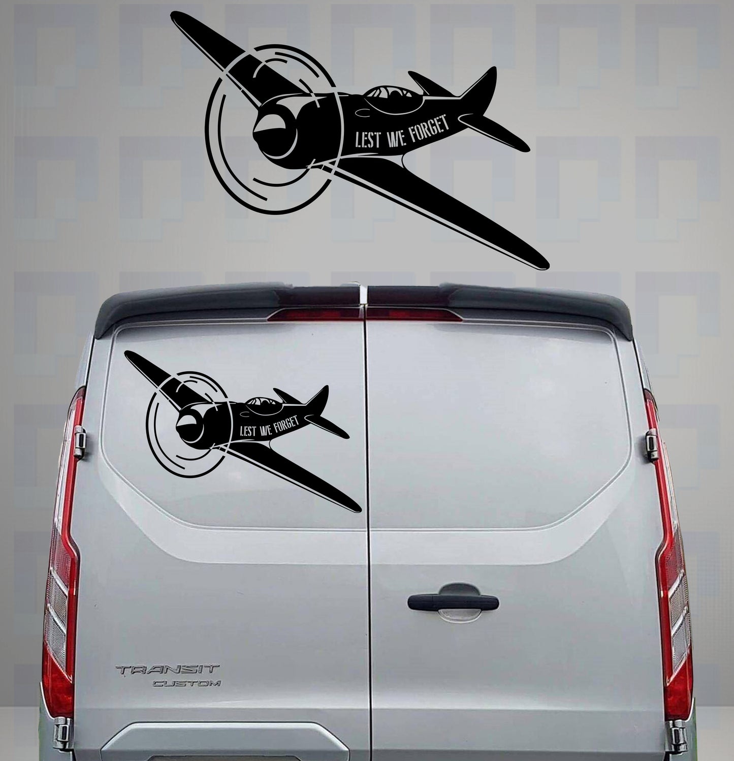 Lest We Forget Plane Vinyl Decal – WW2 Tribute Sticker for Vans, Campers & Motorhomes
