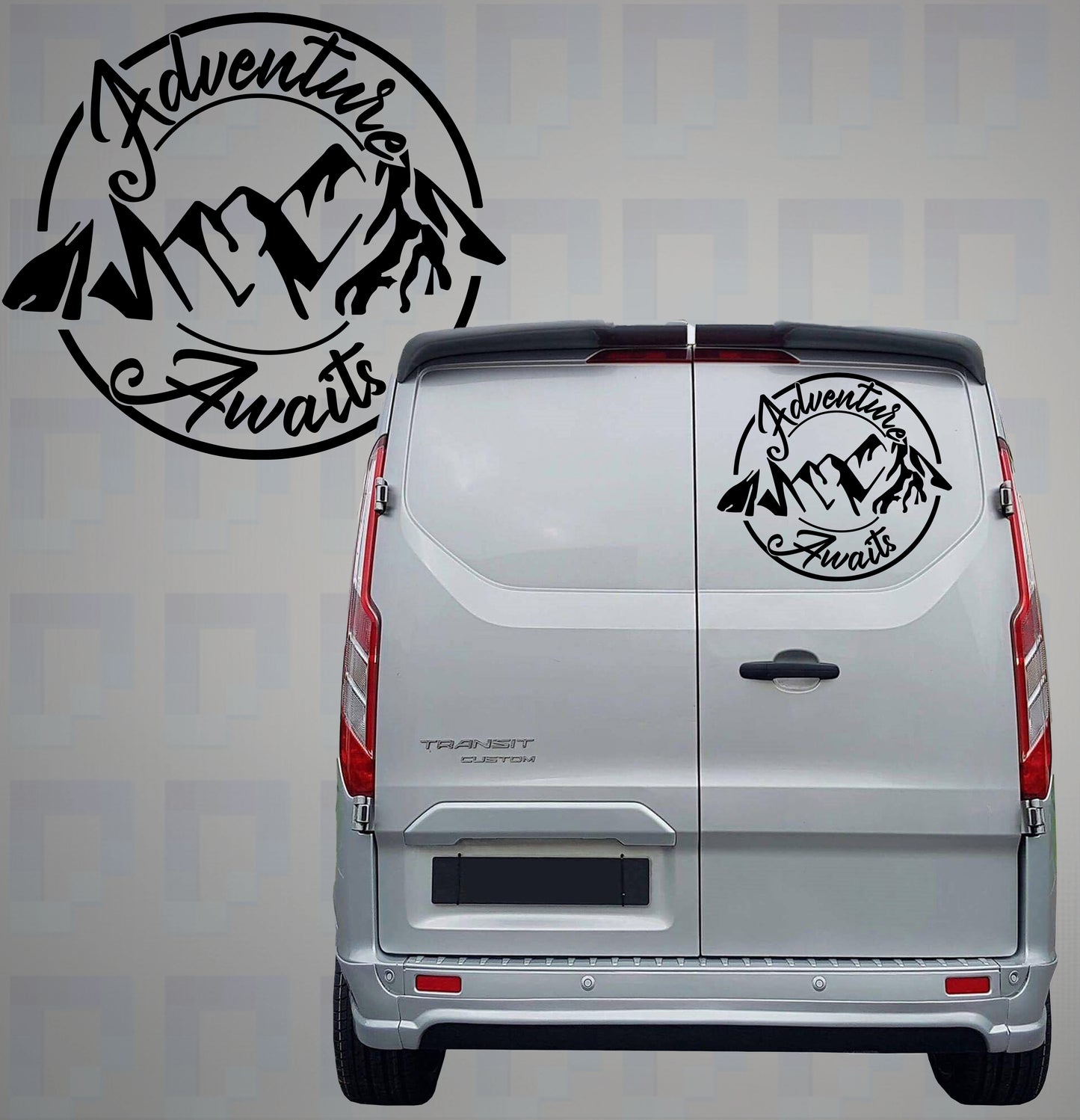 Adventure Awaits Script Mountain Decal – Vinyl Sticker for Campervans & Motorhomes | Pixel Printworks