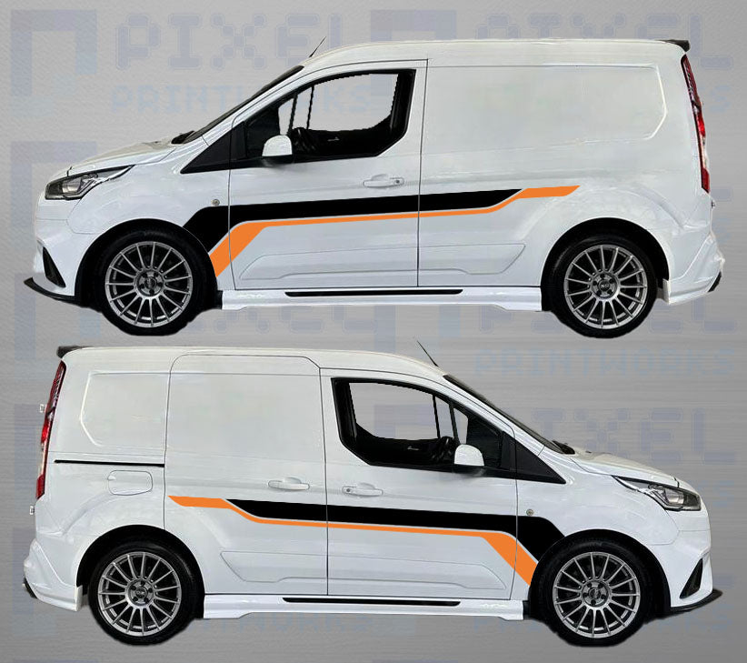 Ford Transit Connect MS-RT Side Stripe Decal Kit – 2 Colour Vinyl Graphic (2010–2023) | Pixel Printworks
