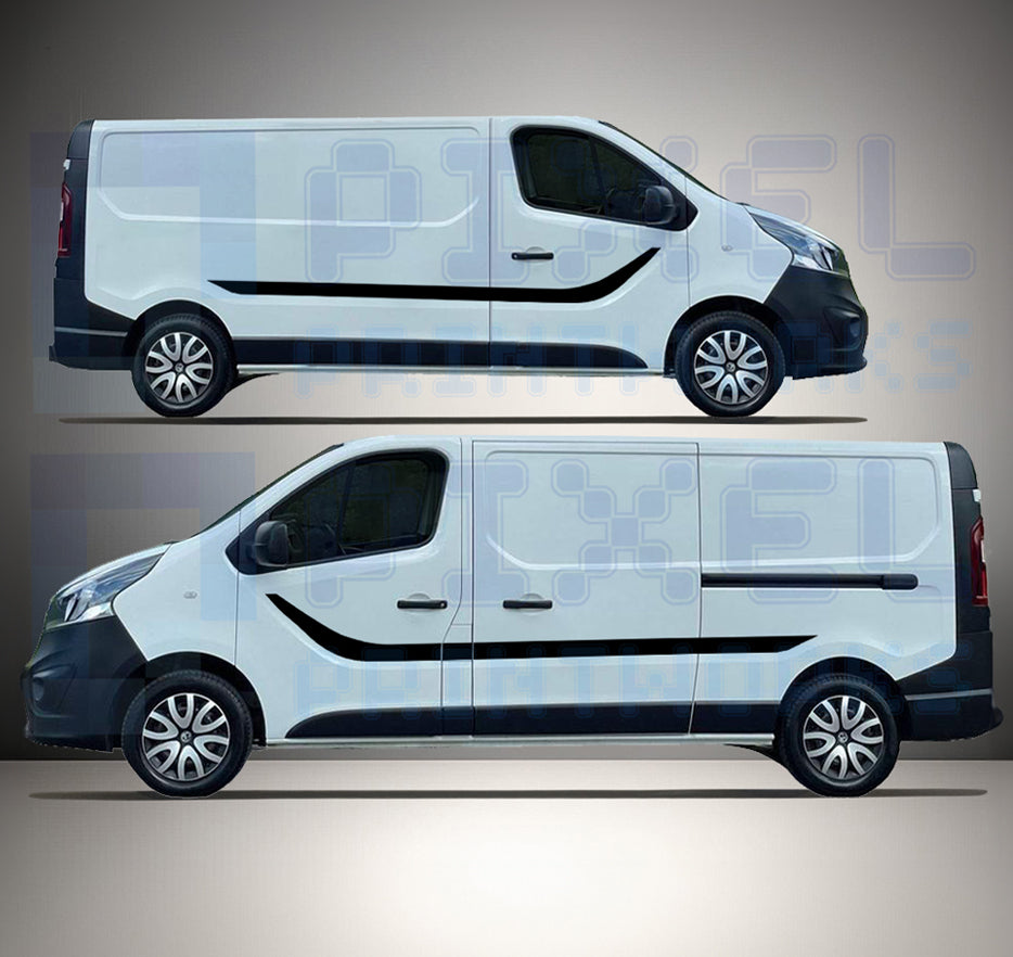 Vauxhall Vivaro Curved Side Stripe Decals (2014–2024) Vinyl Graphics Kit by Pixel Printworks
