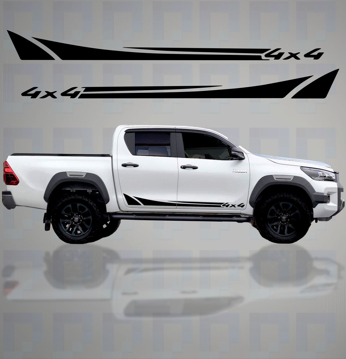 Toyota Hilux 4x4 Side Stripe Decals (2015–2023) – Rugged Vinyl Kit | Pixel Printworks