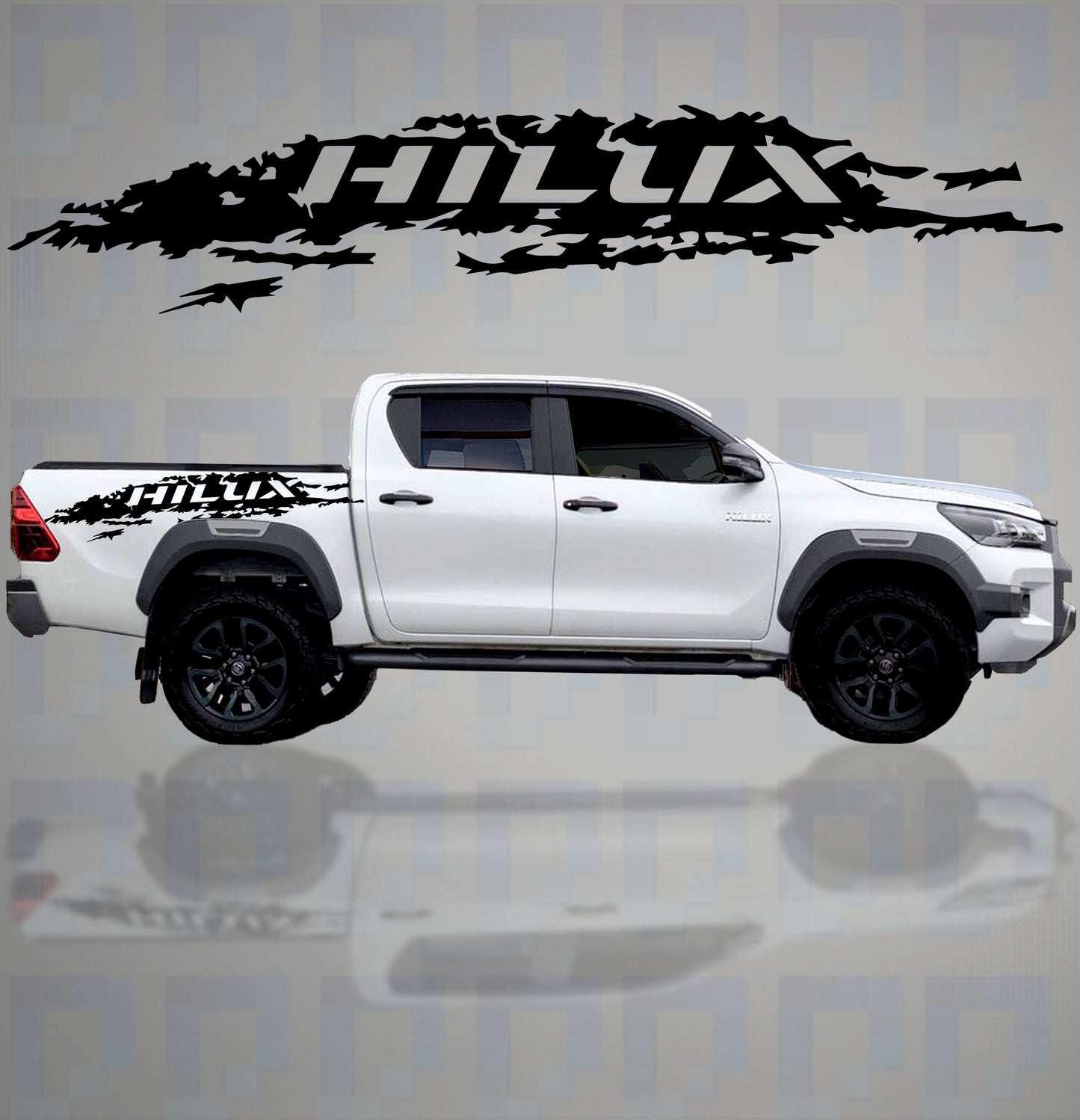 Toyota Hilux with bold rear panel HILUX vinyl decals by Pixel Printworks