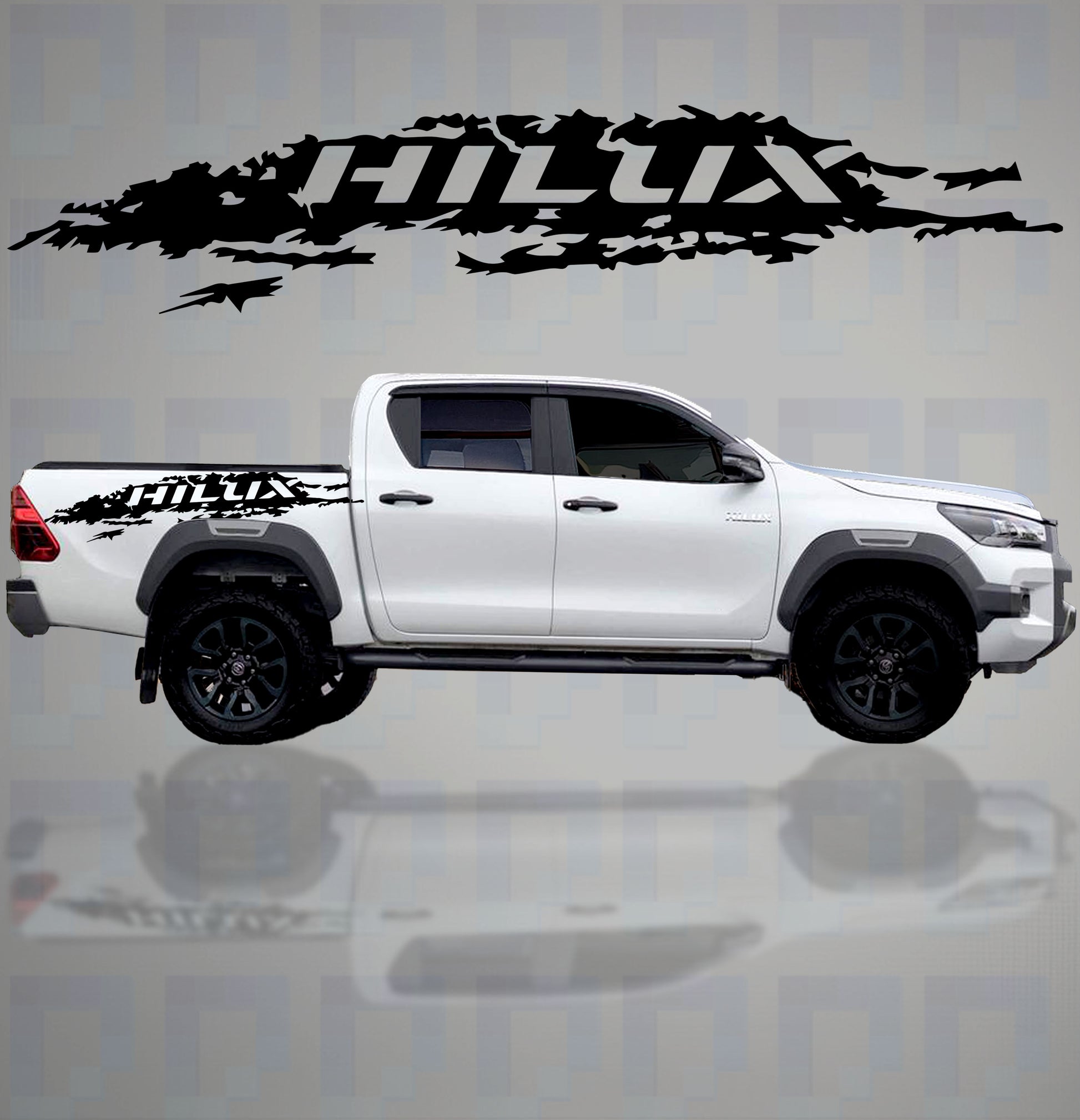 Toyota Hilux with bold rear panel HILUX vinyl decals by Pixel Printworks