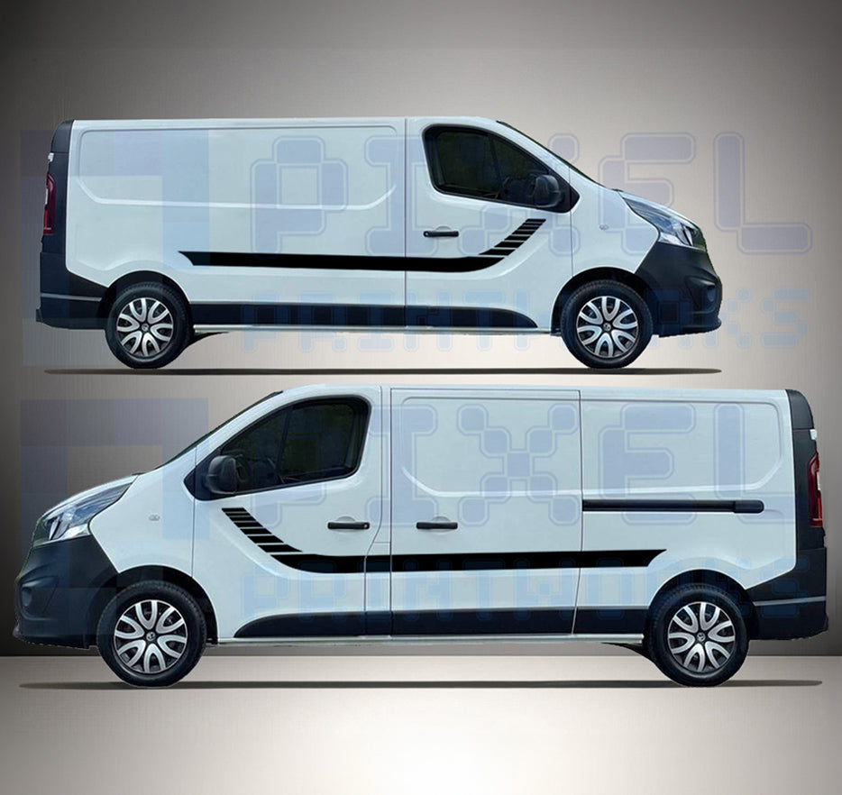 Vauxhall Vivaro Stepped Curve Side Stripe Decals (2014–2024) Vinyl Graphics Kit by Pixel Printworks