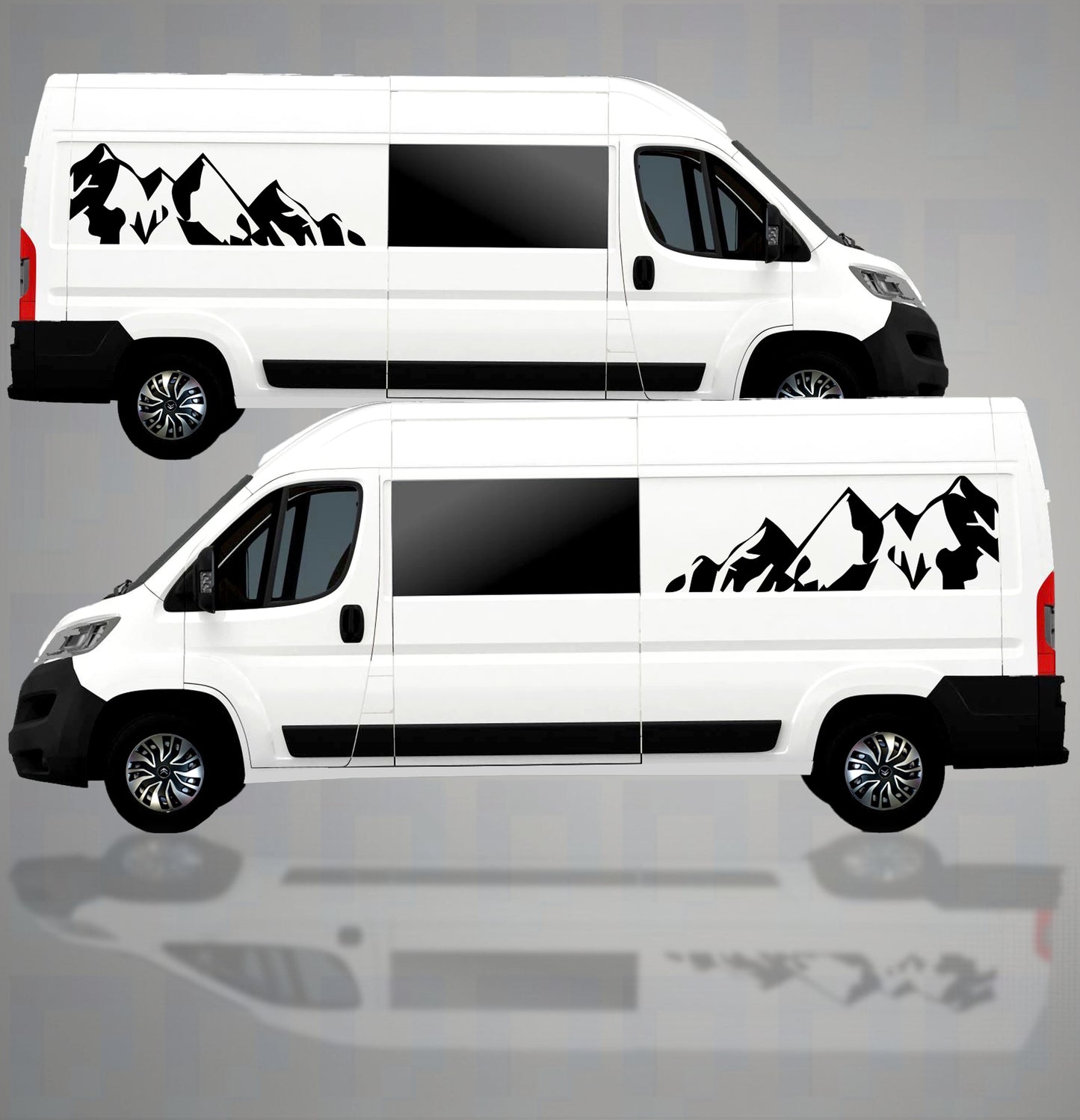 LWB Campervan Large Side Panel Mountain Decals – 2pc Scenic Vinyl Set
