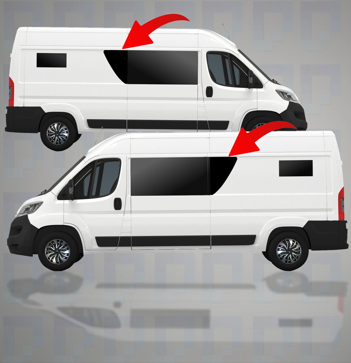 Universal Camper Van Rear Window Extender Vinyl Decal for LWB - by Pixel Printworks
