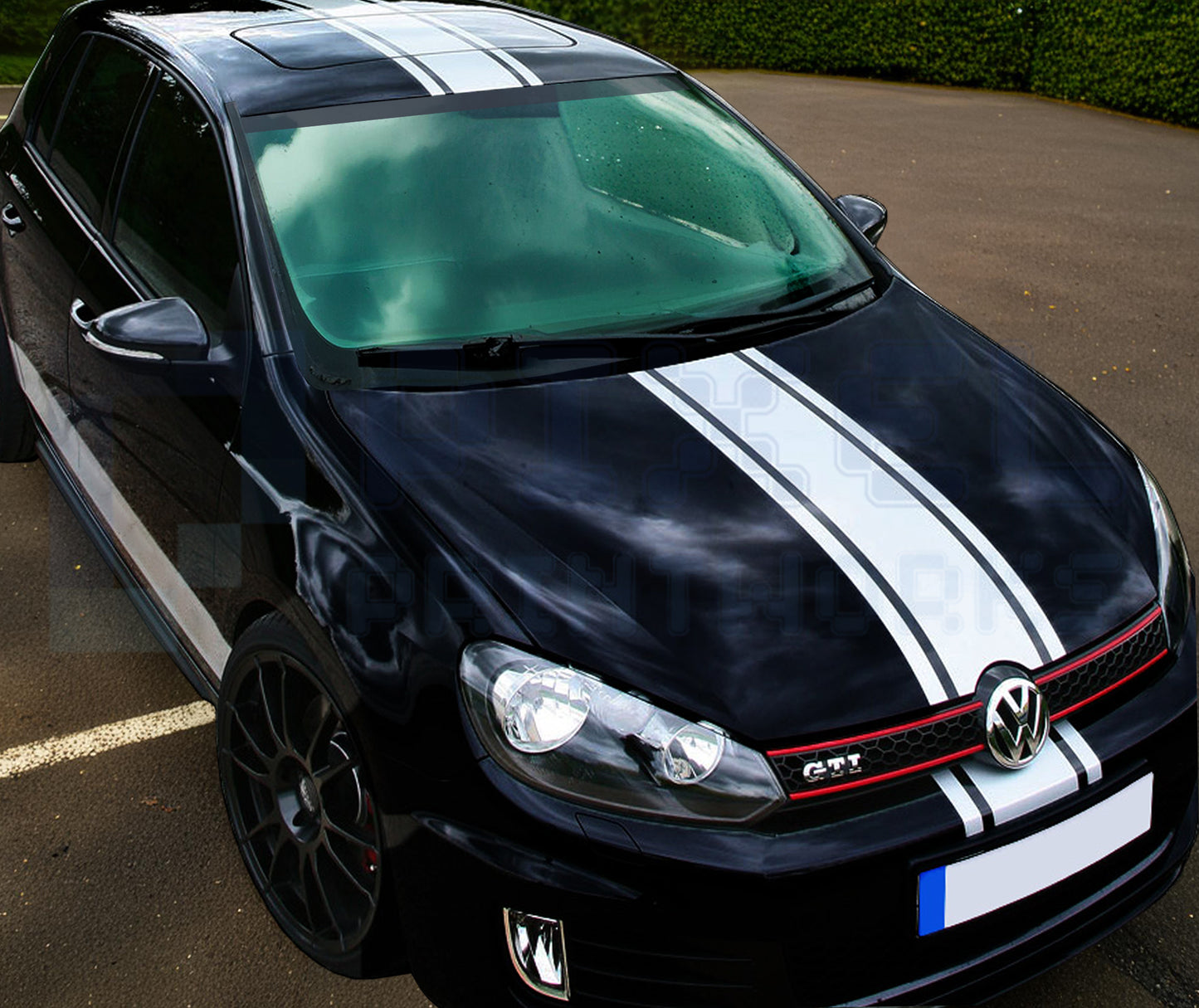 VW Golf Bonnet, Roof & Boot Stripe Decal – Racing Vinyl Graphic (Fits All Models)