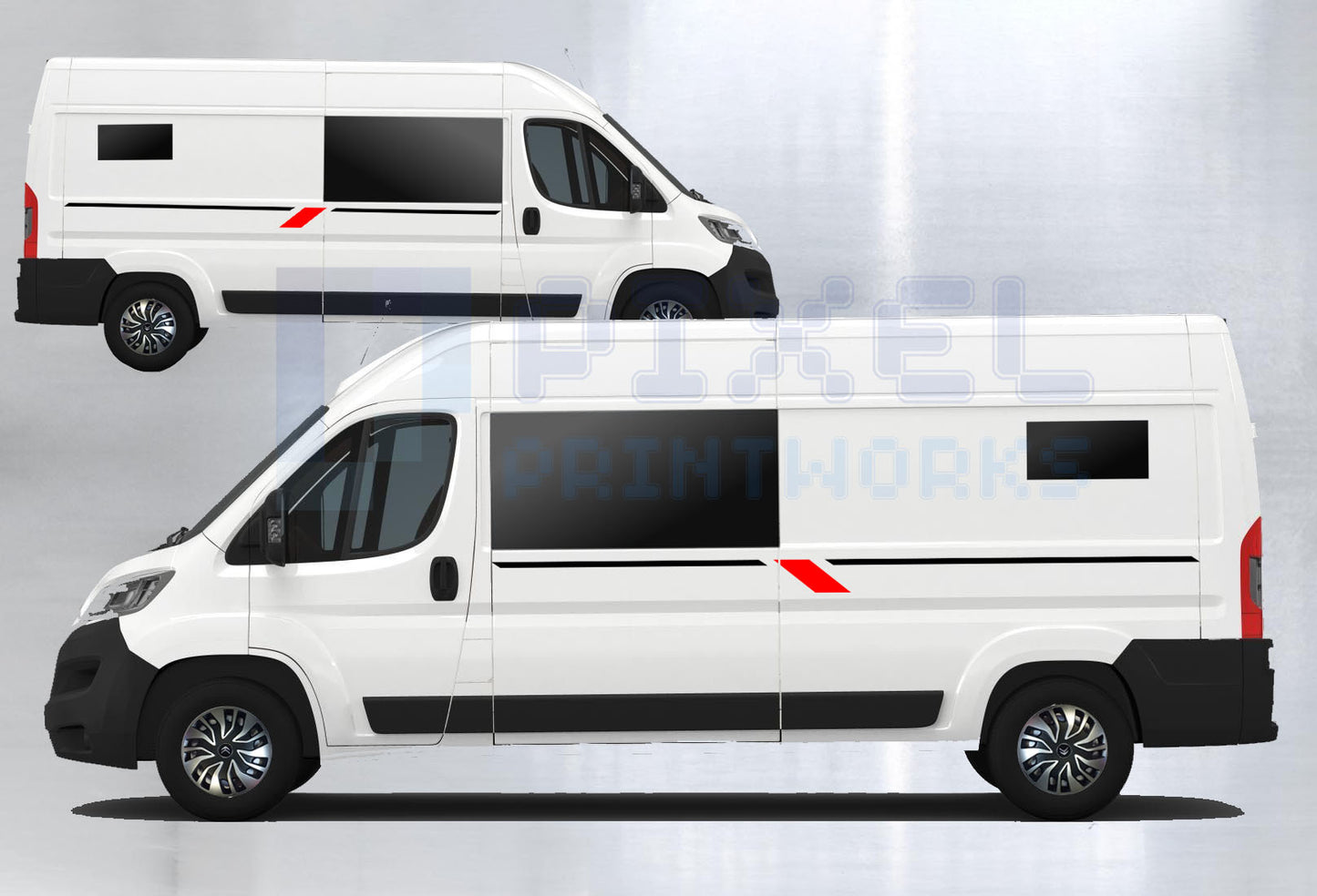 LWB Camper Vinyl Graphics Kit – 2pc Thin Stripe Decal Set by Pixel Printworks