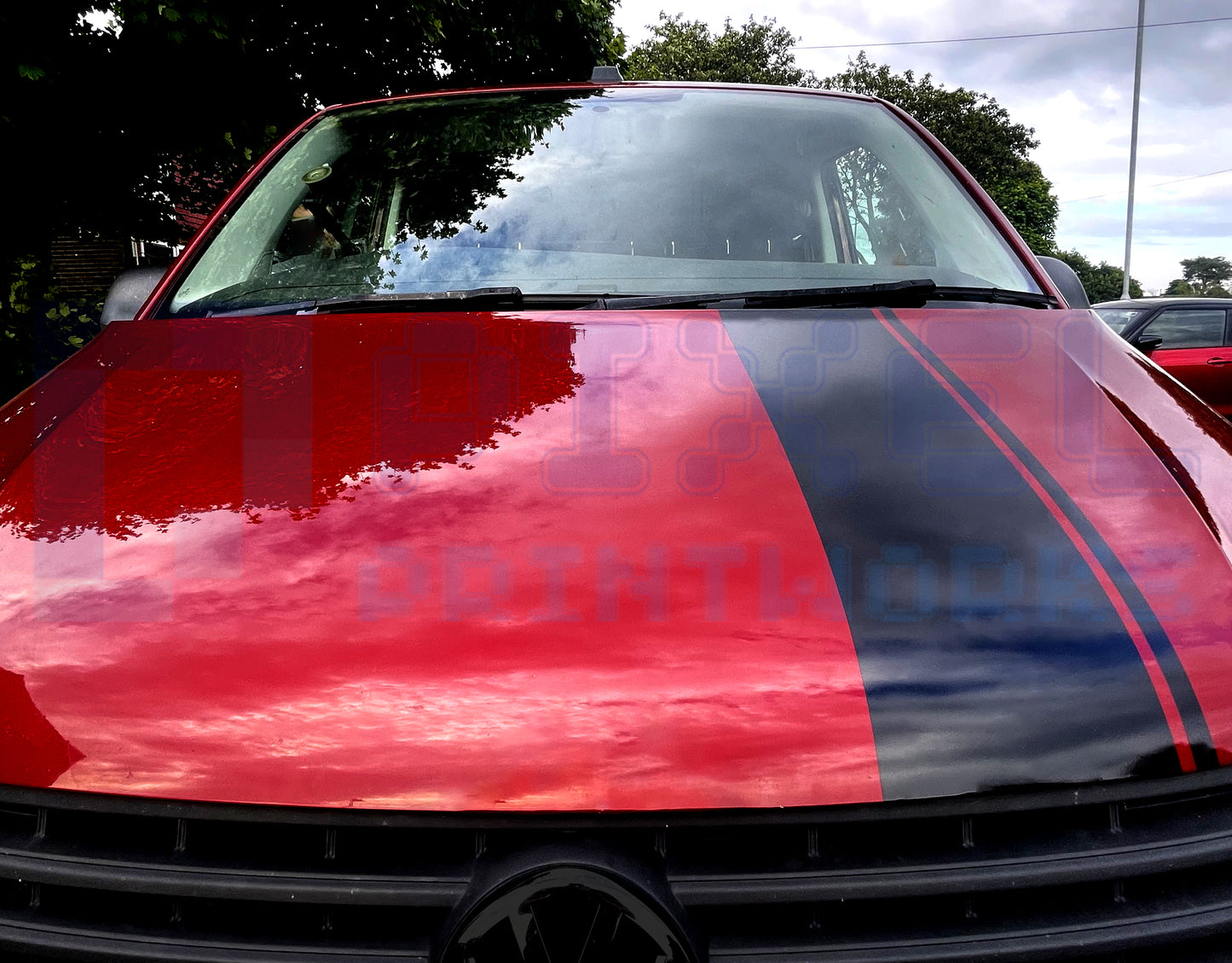 Offset Bonnet Stripe Vinyl Decal for VW Transporter T4, T5 & T6 (1990–2023) – Custom Fit by Pixel Printworks