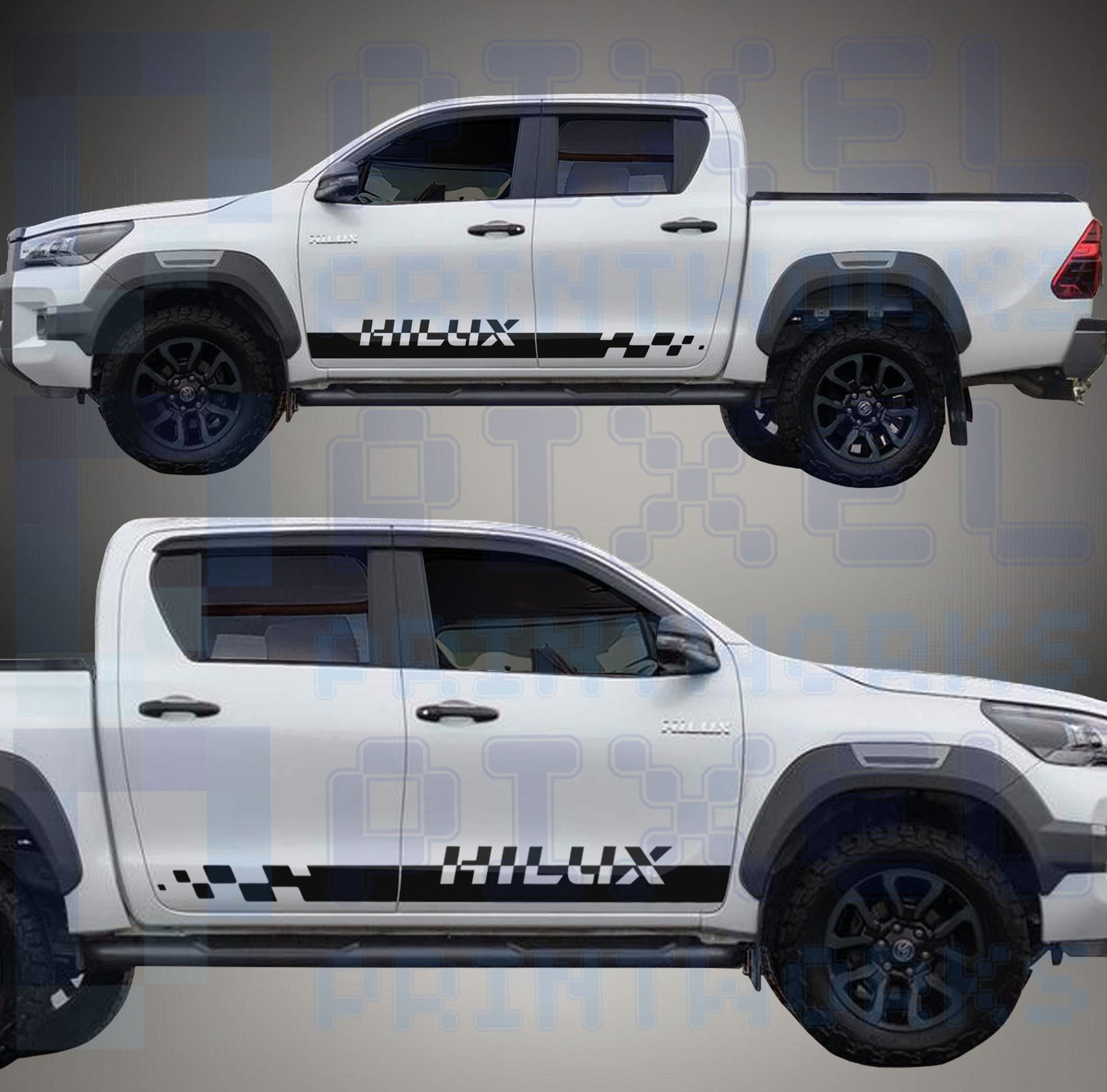 Toyota Hilux Side Stripes Vinyl Decal Kit (2015–2023) – Graphics Kit by Pixel Printworks