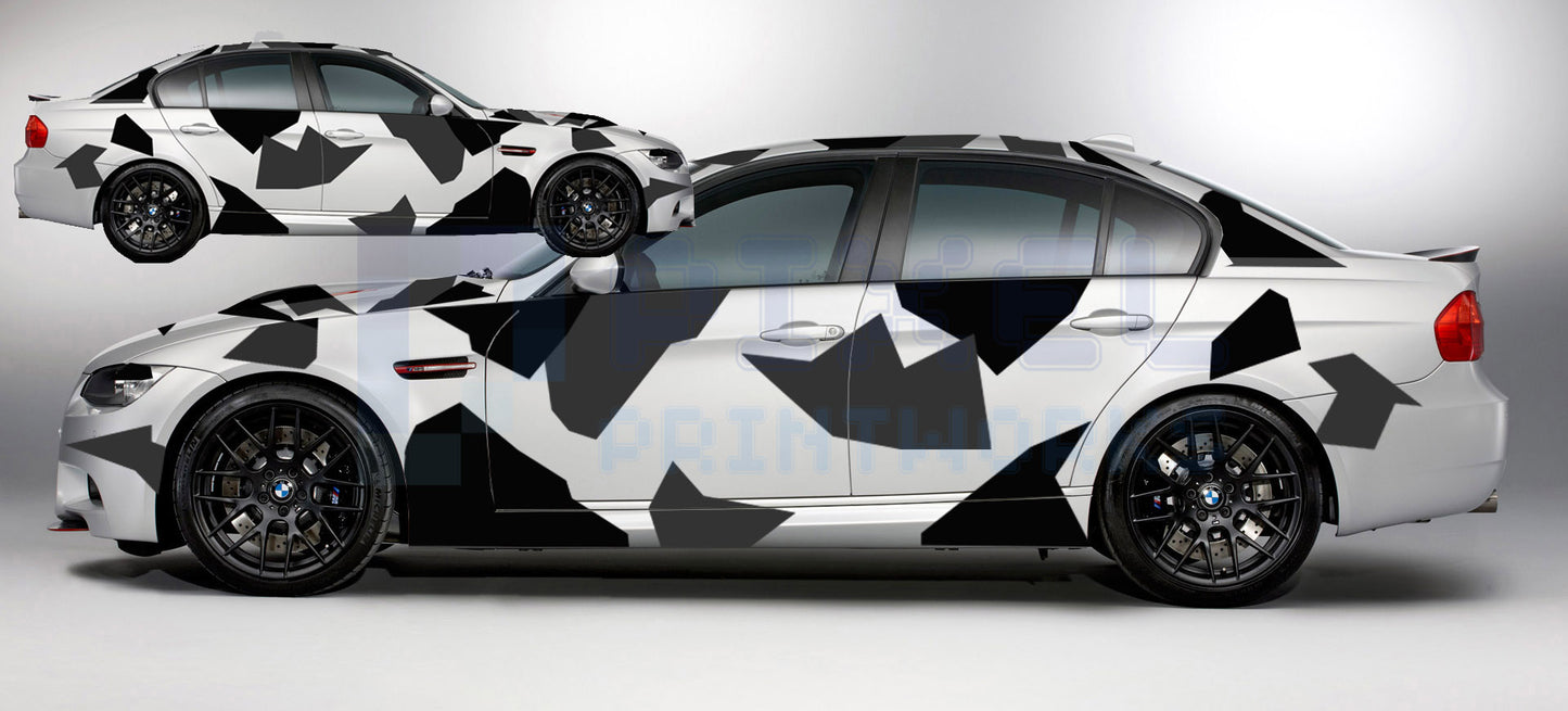 Universal Car Abstract Camo Vinyl Graphics Kit | Suitable for All Car Models