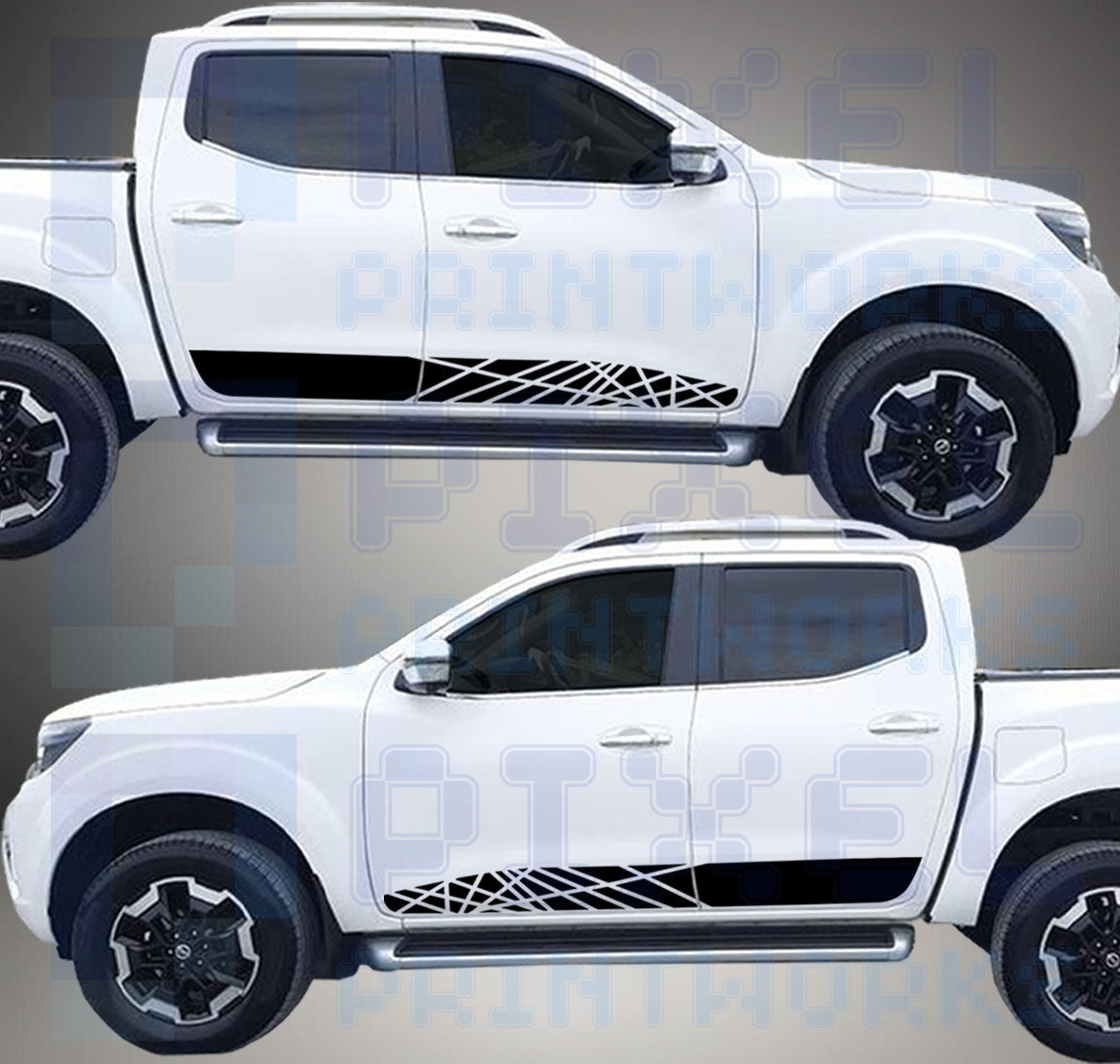 Lines Side Stripe Decals for Nissan Navara D23 (2014–Present) | Pixel Printworks