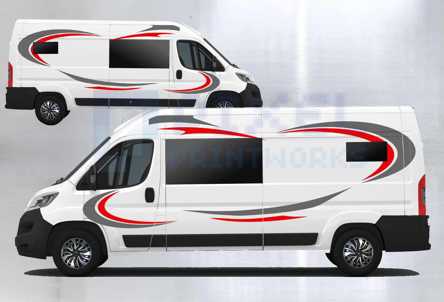 LWB Camper Vinyl Graphics Kit – 8pc Curved Stripe Decal Set by Pixel Printworks
