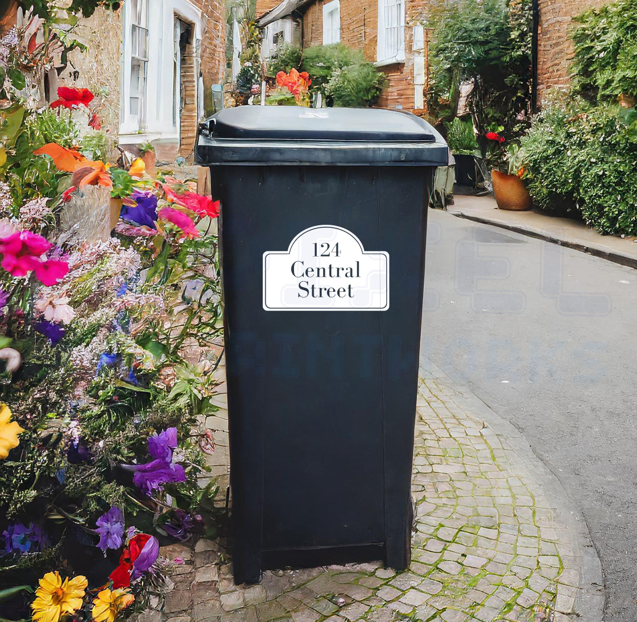 Personalised Wheelie Bin Sticker | Sign Design | Number & Street Name Vinyl Decal