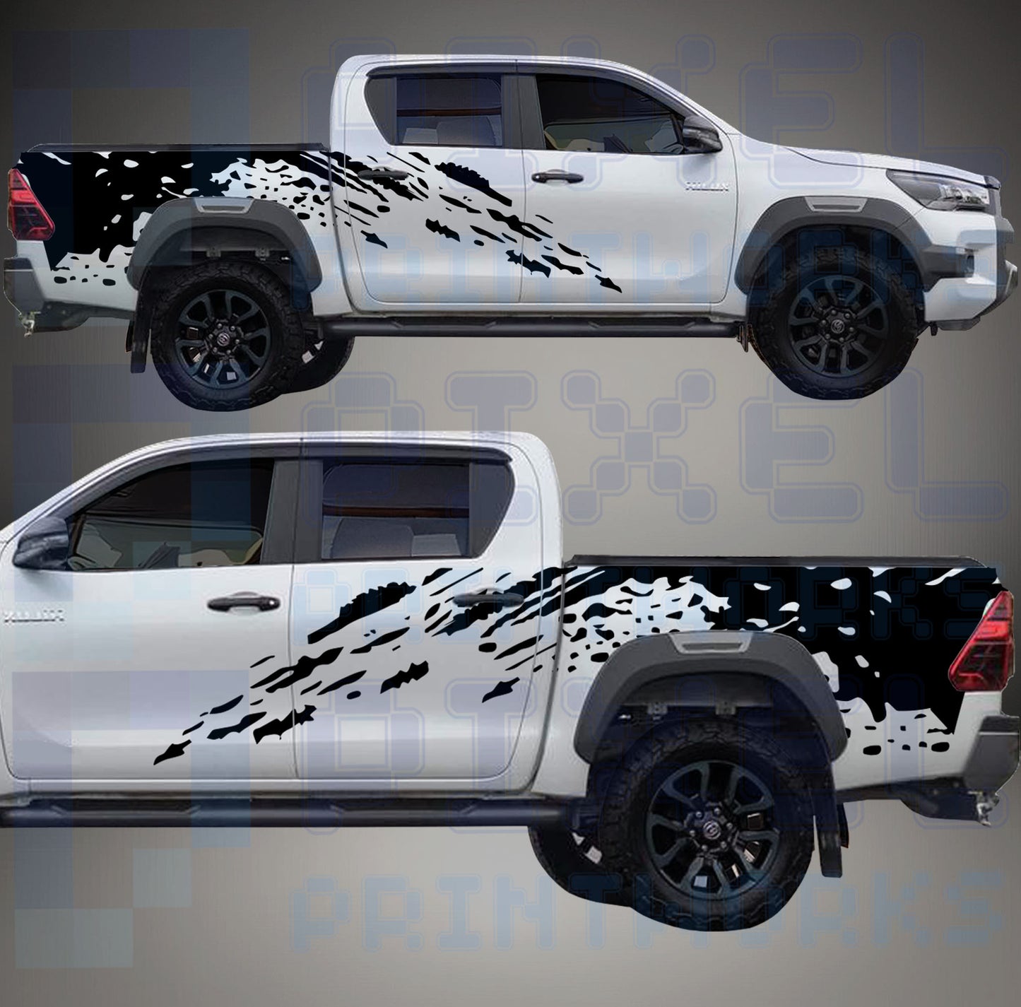 Toyota Hilux Mudslinger Graphics Decal Kit (2015–2023) – Off-Road Vinyl by Pixel Printworks