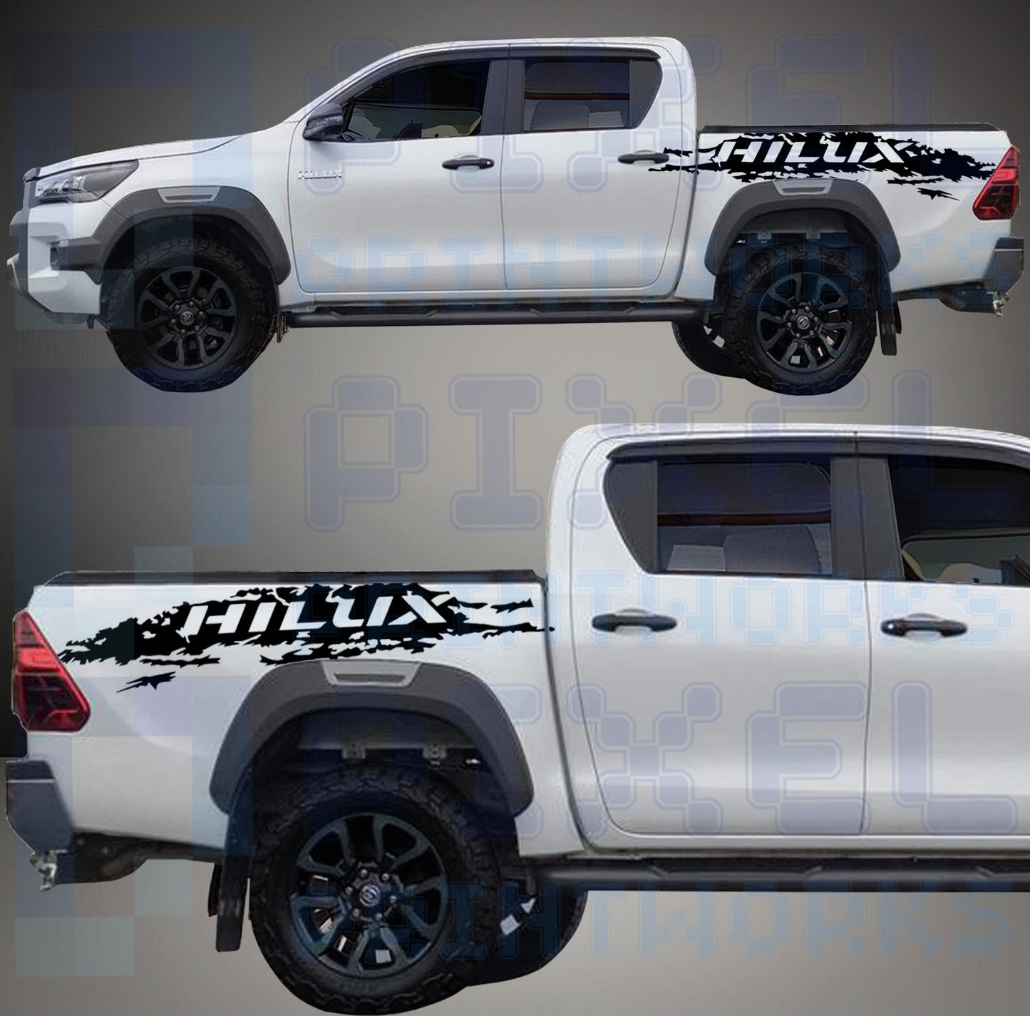 Toyota Hilux Rear Panel Graphics Decal Kit (2015–2023) – by Pixel Printworks