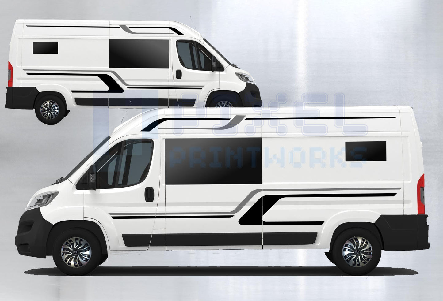 LWB Camper Vinyl Graphics Kit – 4pc Modern Line Decal Set by Pixel Printworks
