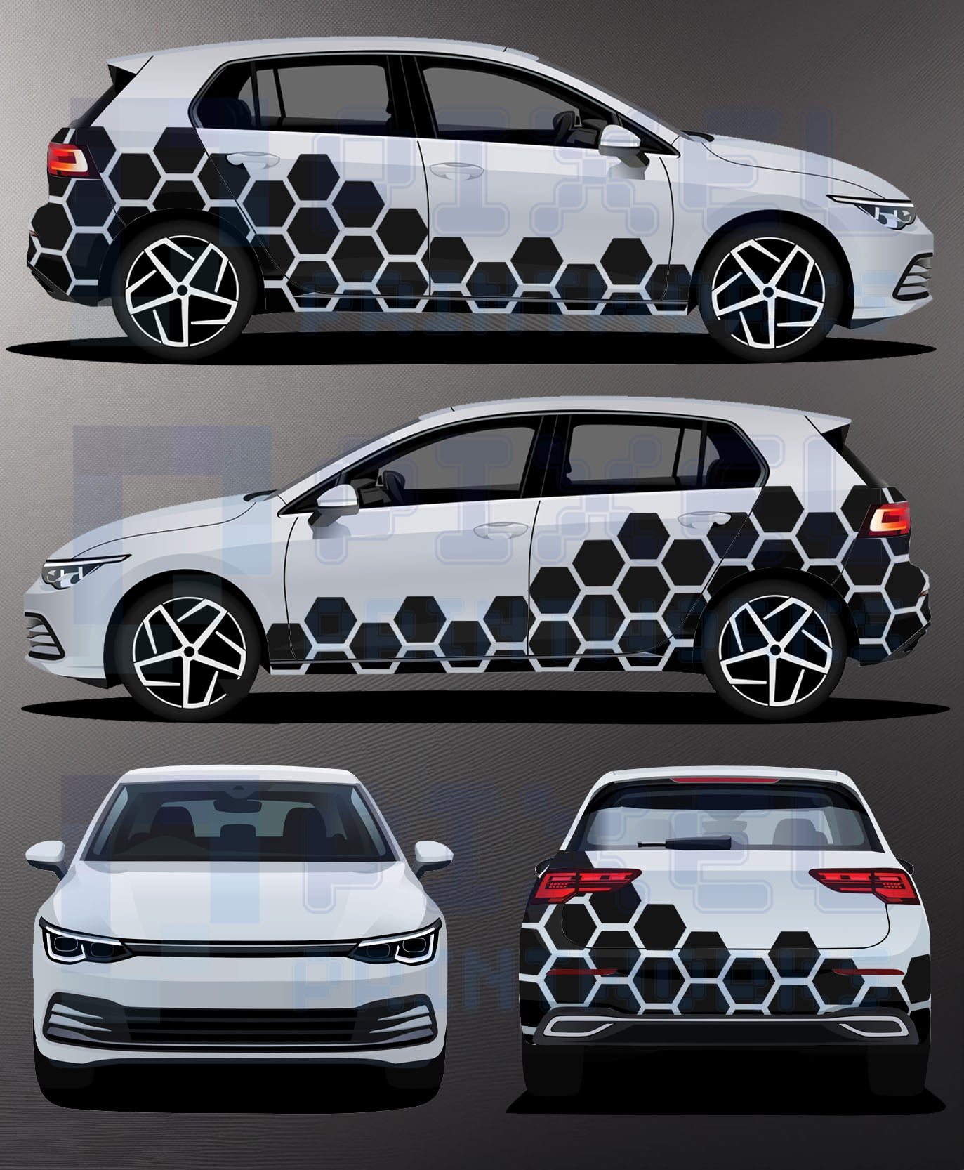 Universal Honeycomb Vinyl Graphics Kit | Suitable for All Car Models