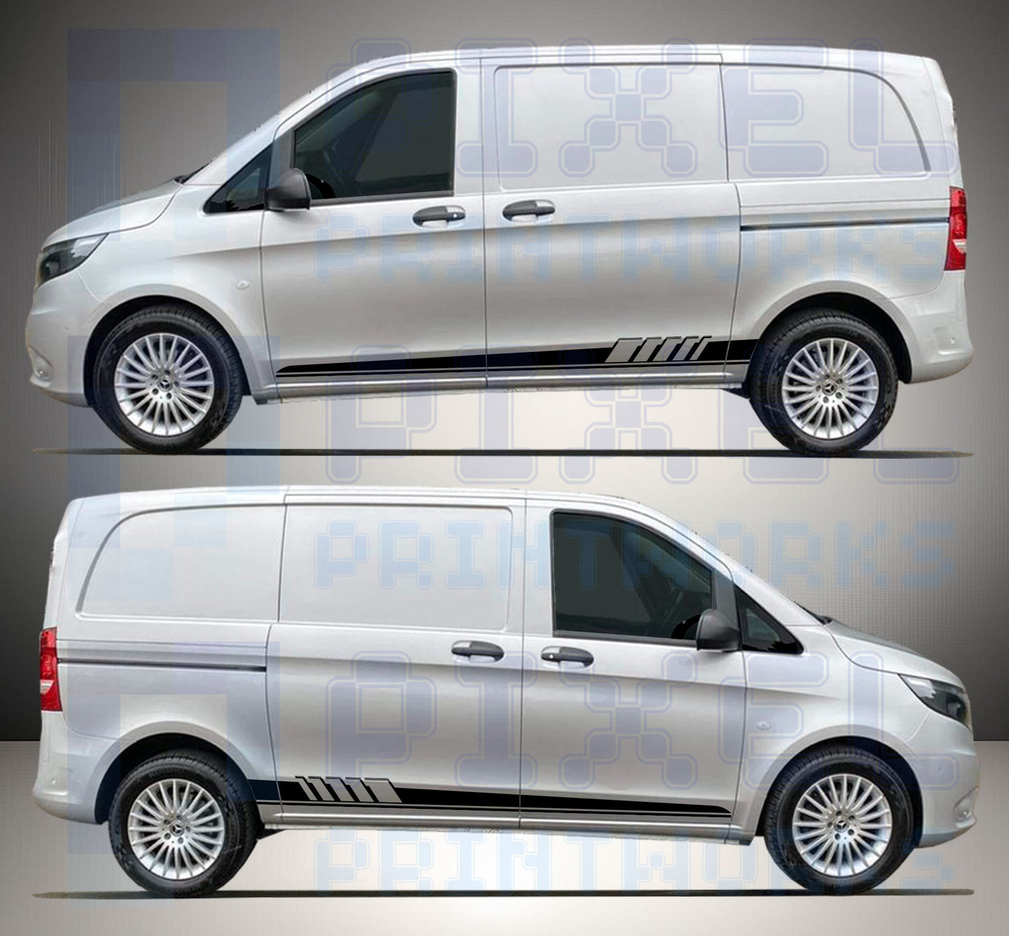 Mercedes Vito Side Stripe Decals – All Body Variations | Premium Vinyl Graphics