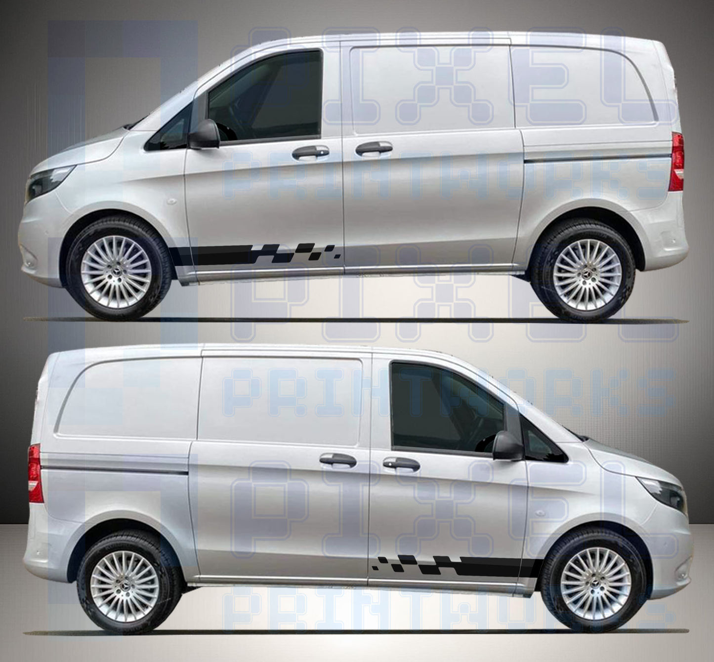 Mercedes Vito Short Side Stripe Decals | All Body Variations | Pixel Printworks