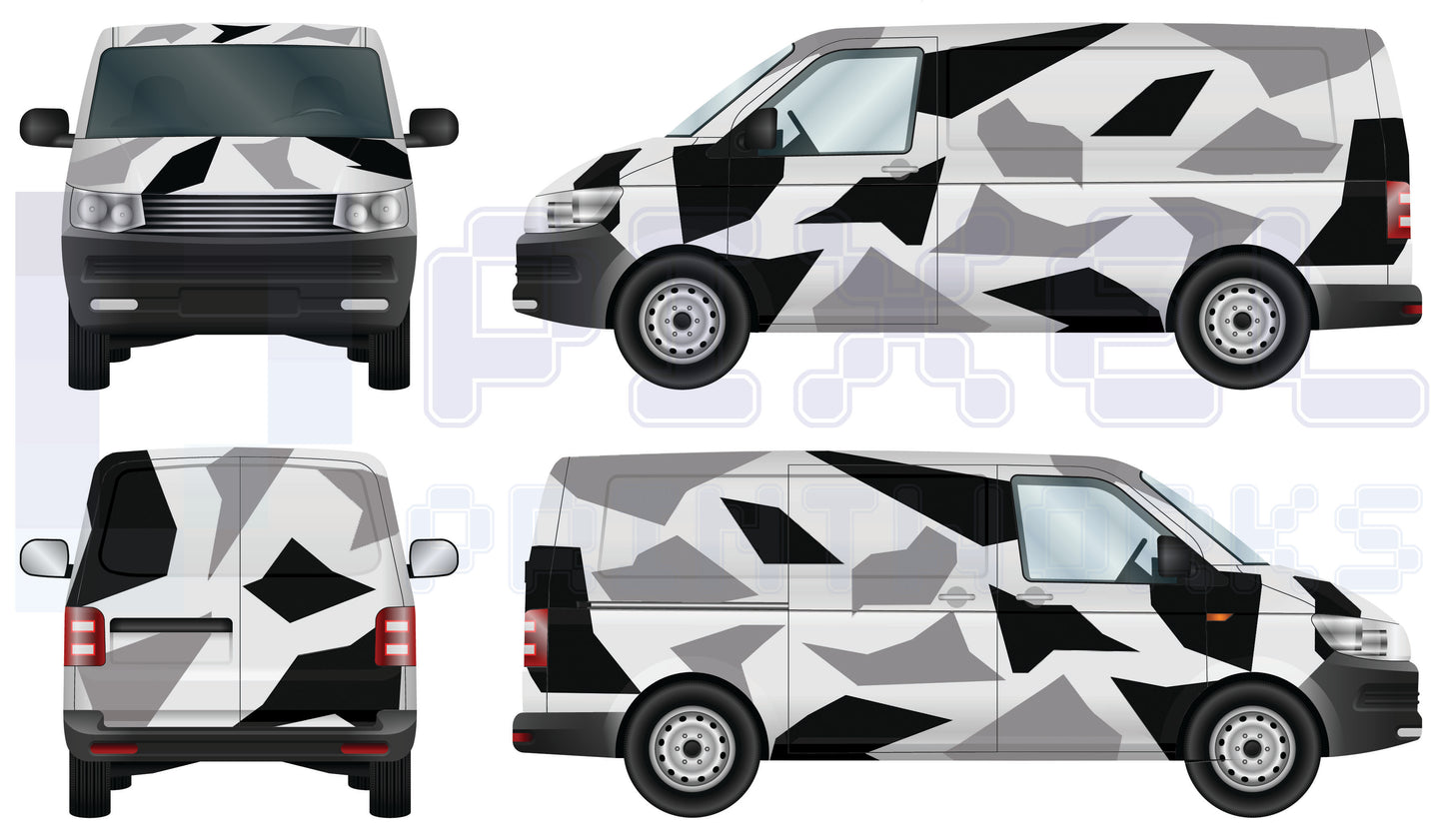Abstract Camo Vinyl Graphics Kit | Suitable for All SWB Van Models