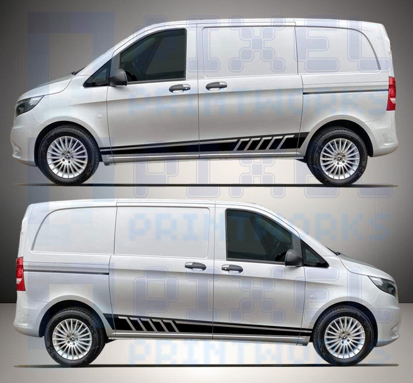 Mercedes Vito Side Stripe Decals – Vinyl Graphics | All Body Variations | Pixel Printworks
