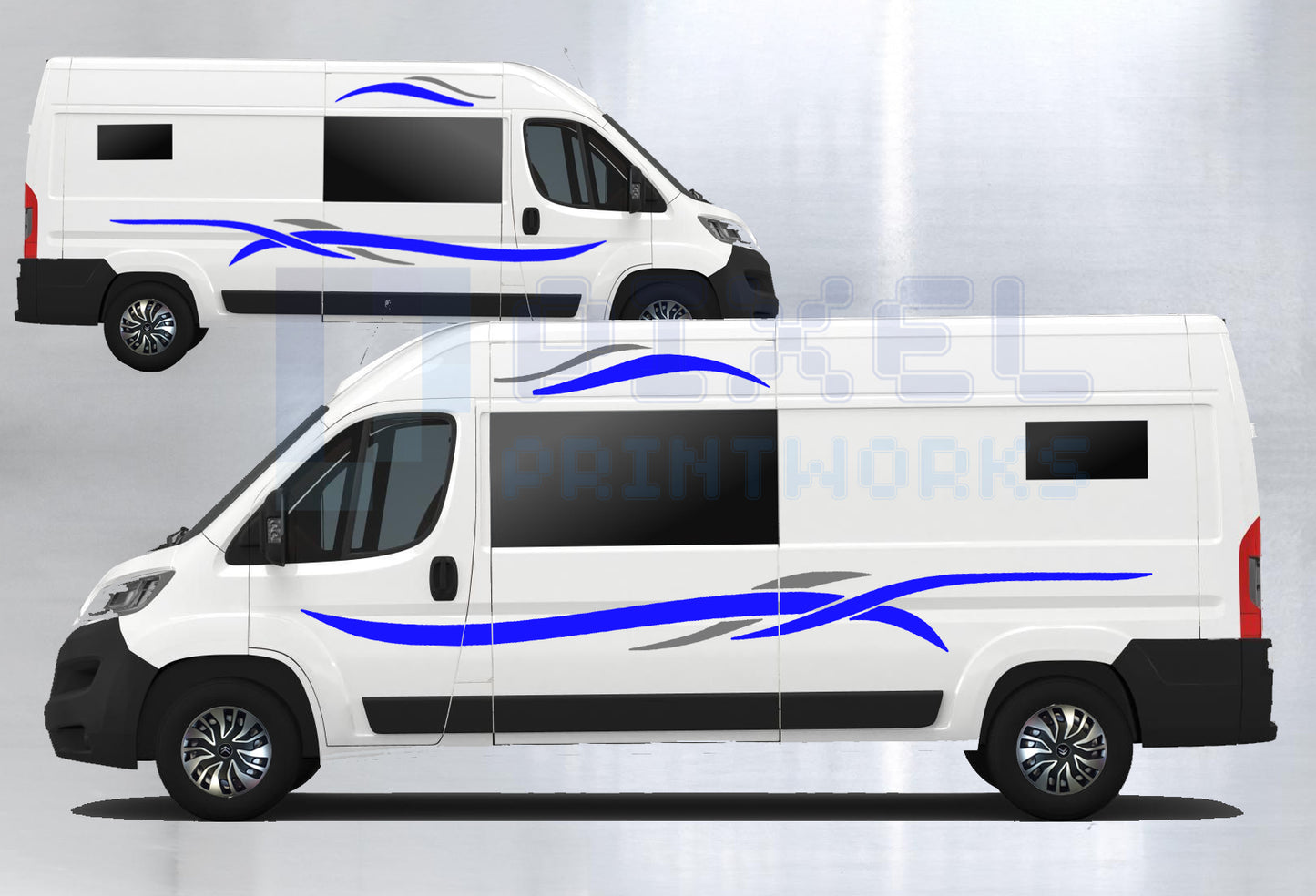 LWB Camper Vinyl Graphics Kit – 4pc Triple Wave Stripe Decal Set by Pixel Printworks