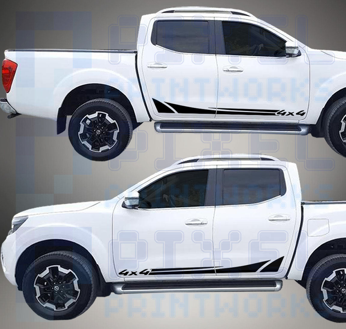 4x4 Design Stripe Decals for Nissan Navara D23 (2014–Present) | Pixel Printworks